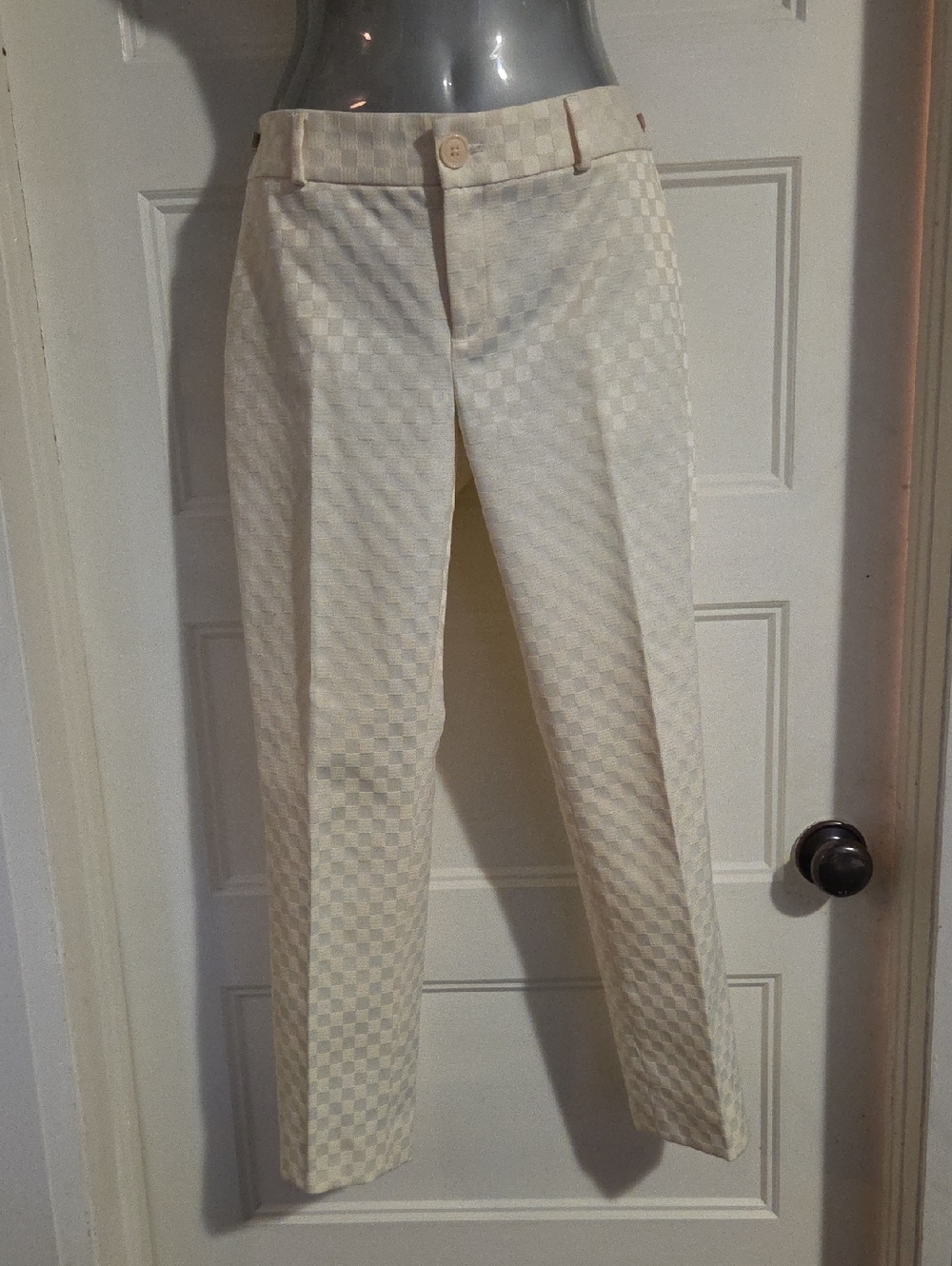 Banana Republic Cream Straight-Leg Dress Pants